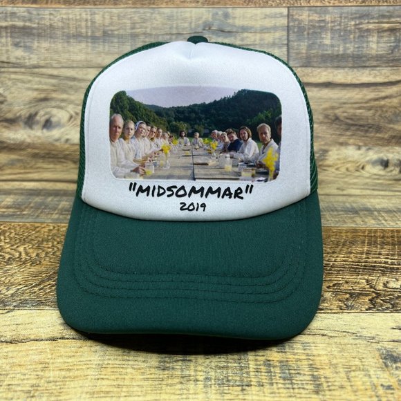 Midsommar Mens Trucker Hat Olive Green Snapback 2019 Cult Horror Movie A24 Cap - Picture 2 of 8